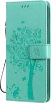 Mobigear Tree Bookcase Hoesje - Geschikt voor LG V60 ThinQ - Gsm case - Turquoise