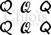 Chloïs Glittertattoo Sjabloon - Letter Q - Multi Stencil - CH9737 - 1 stuks zelfklevend sjabloon met 6 kleine designs in verpakking - Geschikt voor 6 Tattoos - Nep Tattoo - Geschik