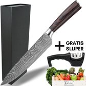 Grillig® - Professioneel koksmes met gratis Slijper - Universeel RVS Keukenmes - Ergonomisch Handvat - Luxe verpakking