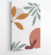 Botanical wall art vector set. Earth tone boho foliage line art drawing with abstract shape. 2 - Moderne schilderijen – Vertical – 1875684268 - 40-30 Vertical