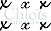 Chloïs Glittertattoo Sjabloon - Small Letter x - Multi Stencil - CH9780 - 1 stuks zelfklevend sjabloon met 6 kleine designs in verpakking - Geschikt voor 6 Tattoos - Nep Tattoo - G