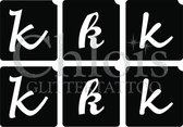 Chloïs Glittertattoo Sjabloon - Small Letter k - Multi Stencil - CH9767 - 1 stuks zelfklevend sjabloon met 6 kleine designs in verpakking - Geschikt voor 6 Tattoos - Nep Tattoo - G