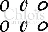 Chloïs Glittertattoo Sjabloon - Number 0 - Multi Stencil - CH9756 - 1 stuks zelfklevend sjabloon met 6 kleine designs in verpakking - Geschikt voor 6 Tattoos - Nep Tattoo - Geschik