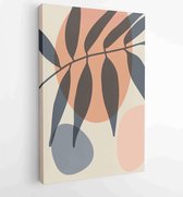 Botanical wall art vector set. Earth tone boho foliage line art drawing with abstract shape. 4 - Moderne schilderijen – Vertical – 1881805195 - 80*60 Vertical