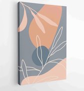 Botanical wall art vector set. Earth tone boho foliage line art drawing with abstract shape. 2 - Moderne schilderijen – Vertical – 1881805198 - 80*60 Vertical