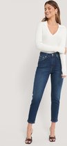 NA-KD Comfort Mom Vrouwen Jeans - Dark Blue - Maat EU 44