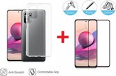 2-In-1 Screenprotector Hoesje Bescherming Protector Set Voor Xiaomi Redmi Note 10 5G - Full Cover 3D Edge Tempered Glass Screen Protector Met Siliconen Back Bescherm Cover Case - Doorzichtig 