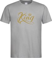 Grijs T shirt met  " King " print Goud size XXXL