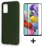 HB Hoesje Geschikt voor Samsung Galaxy A02S Groen & Fullscreen Glazen Screenprotector - Siliconen Back Cover