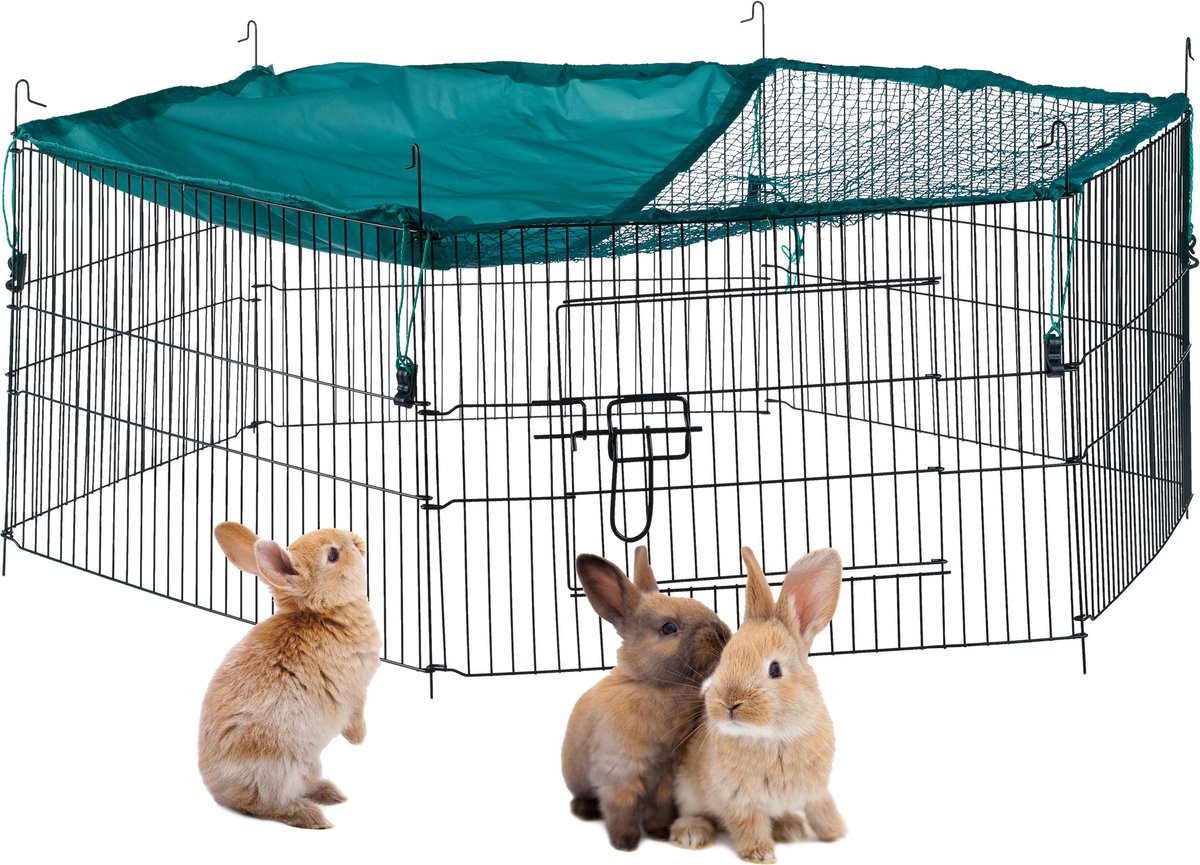 konijnenren met net - staal - Ø 110 cm - groen