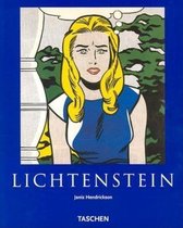 Boekomslag van 'Lichtenstein' met een afbeelding van een blonde vrouw met een bezorgde uitdrukking, in de kenmerkende stijl van Roy Lichtenstein.