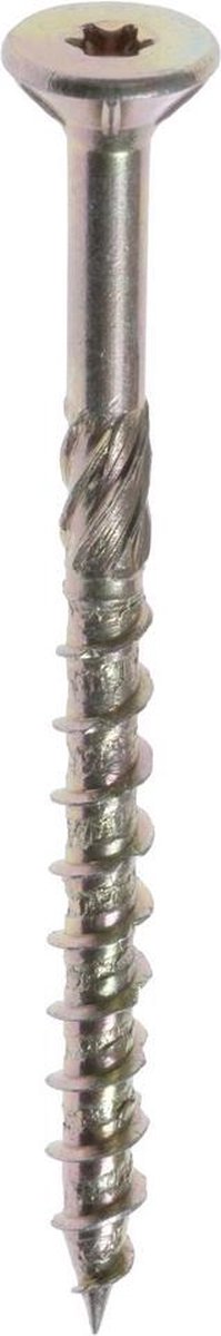 Woodies Ultimate spaanplaatschroef 8x80mm - platkop - geel verzinkt - deeldraad - T40 - 61480511 (Per 50 stuks)