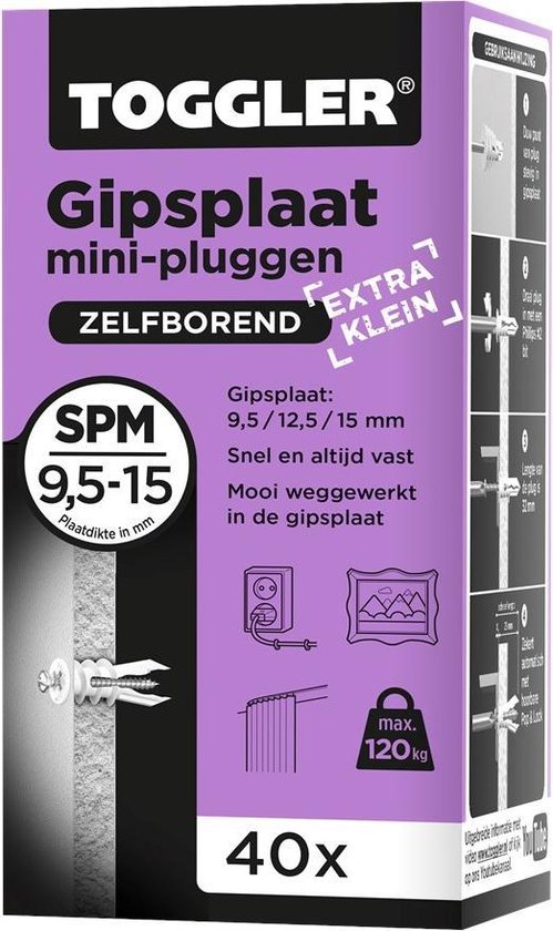 Gipsplaatplug Spm Zelfborend     Doos 40 Stuks - Aris & Monas