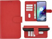 Hoesje Motorola Moto G100 - Bookcase Wallet Rood Cover