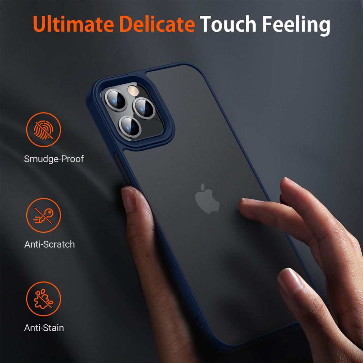 Torras geschikt voor iPhone 12 Pro Max Semi Transparant Shockproof hoesje - Blue