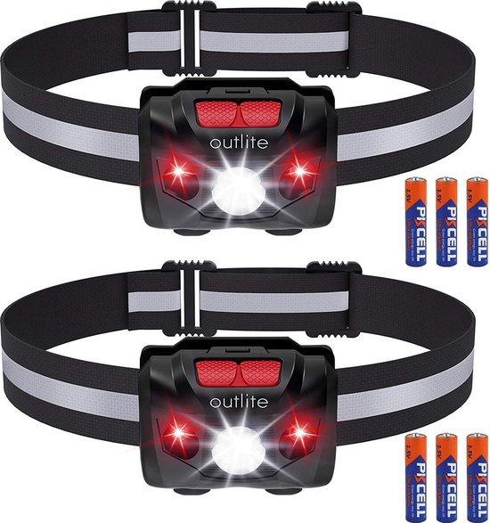 gelei Nieuwe betekenis vleet outlite - 2 stuks LED hoofdlamp zaklamp met AAA batterij, reflecterende  strip... | bol.com