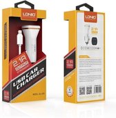 LDNIO DL-219 Car charger 2x USB port 2.1A met Lightning USB Kabel - Wit