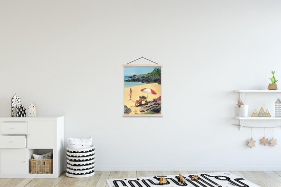 Illustration Vintage d'une affiche textielposter vacances à la plage lattes vierge 60x80 cm - Tirage photo sur plaque scolaire (décoration murale salon / chambre)