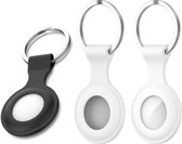 Sleutelhanger voor Apple AirTag - Zwart & Wit - Siliconen Hoesje voor Apple Apple AirTag - Case voor Apple Airtag - 2 stuks - Zwart & Wit