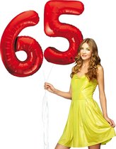 Rode cijfer ballon 65 inclusief helium gevuld.