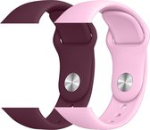 2 sport bandjes geschikt voor Apple Smartwatch 42/44 S/M – YOUNIQ – Wijn Rood & Roze Zand – iWatch Series 1/2/3/4/5/6/SE - Horloge Band Strap geschikt voor Apple Watch