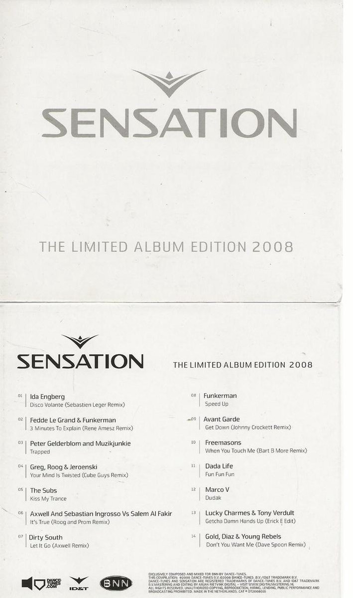 SENSATION 2008 LIMITED ALBUM EDITION - Marco V