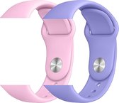 2 sport bandjes geschikt voor Apple Smartwatch 38/40 mm M/L – YOUNIQ – Roze Zand & Lila – iWatch Series 1/2/3/4/5/6/SE - Horloge Band Strap geschikt voor Apple Watch