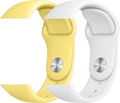 2 sport bandjes geschikt voor Apple Smartwatch 38/40 mm M/L – YOUNIQ – Geel & Wit – iWatch Series 1/2/3/4/5/6/SE - Horloge Band Strap geschikt voor Apple Watch