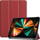 Hoes Geschikt voor iPad Pro 2021 (11 inch) Hoes Luxe Hoesje Book Case - Hoesje Geschikt voor iPad Pro 11 inch (2021) Hoes Cover - Donkerrood