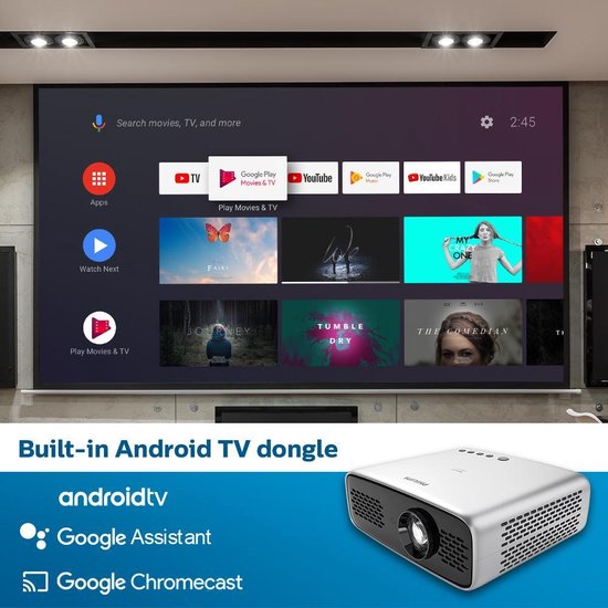 Philips NeoPix Ultra 2TV Full HD Mini Beamer Smart Android TV Chromecast Wi-Fi Bluetooth HDMI SPDIF
