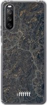 6F hoesje - geschikt voor Sony Xperia 10 III -  Transparant TPU Case - Golden Glitter Marble #ffffff