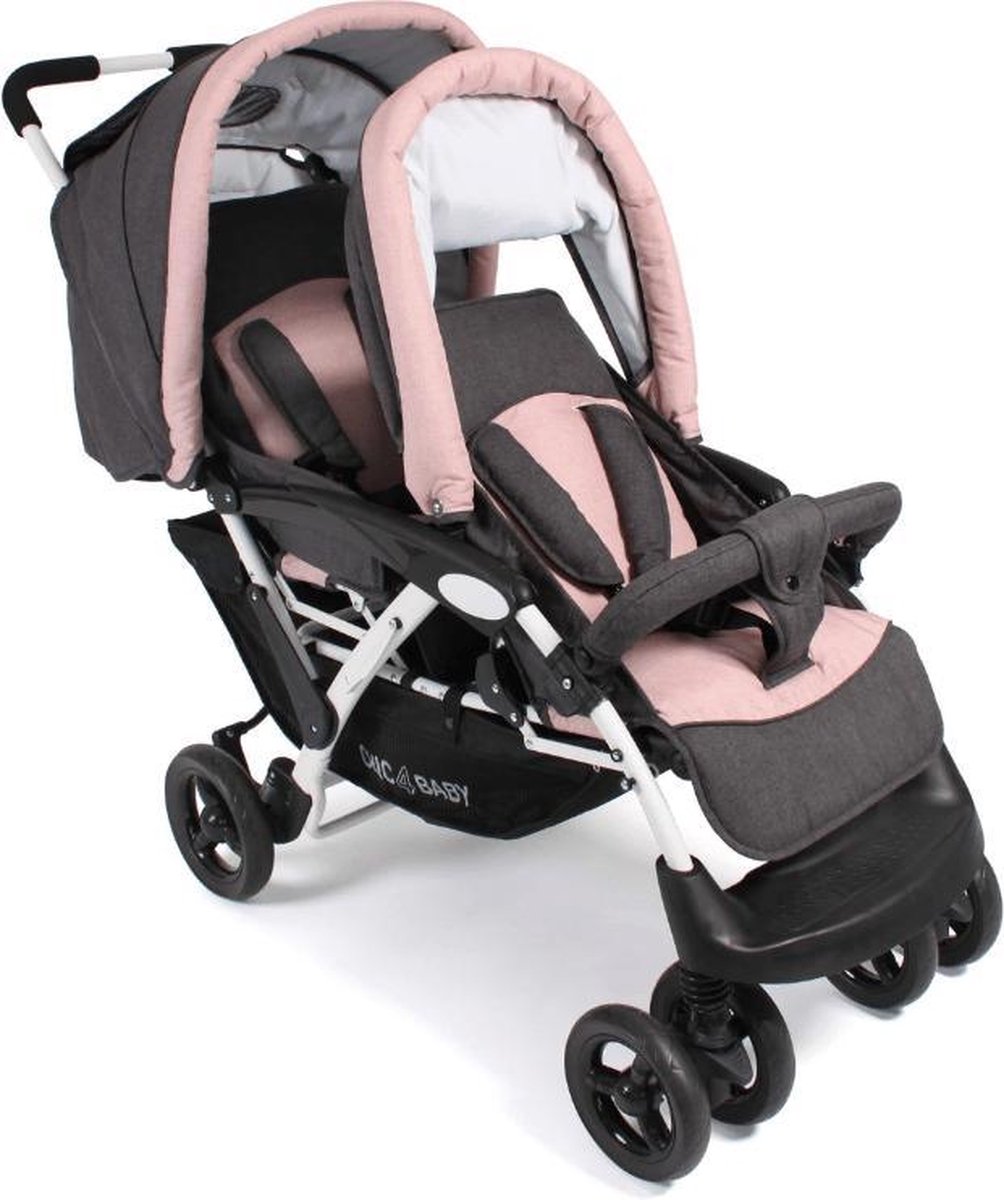 Zuiver Ziekte Mart Chic 4 Baby DUO kinderwagen - Tweeling kinderwagen - Inclusief Accessoires  - Roze/Grijs | bol.com