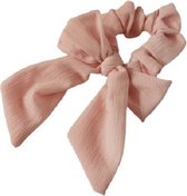 Stoffen Elastiek Scrunchie met Strik | Roze | Kinderen Dames Mode Fashion