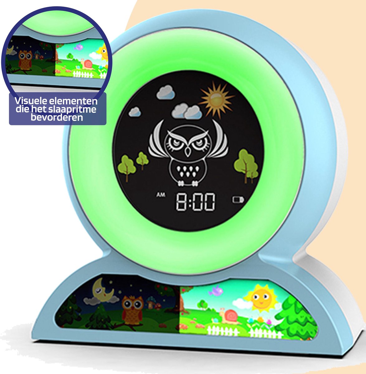 Owly Kinderwekker Slaaptrainer Kinderen Digitaal Met Ring Lamp Slaapwekker 8...