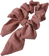 Stoffen Elastiek Scrunchie met Strik | Oud Roze | Kinderen Dames Mode Fashion