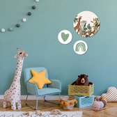 Muurcirkel / Wandcirkel dieren jungle groen - set van 3 muurcirkels - Decoratie kinderkamer / babykamer jongens & meisjes