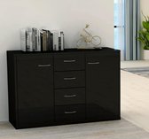 UITVERKOOP!!! Dressoir - Spaanplaat - Hoogglans zwart - Woonkamer - Slaapkamer - Modern - Industrieel - Nieuwste Collectie