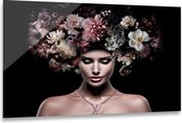 ter Halle® Glasschilderij 80 x 120 cm | Woman with Flowers on head