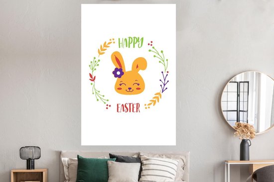 Citation de Pasen Happy Pâques avec le lapin de Pâques 120x180 cm XXL / Groot format!