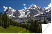 Poster Bossen voor de bergen de Eiger en Monch in Zwitserland - 90x60 cm