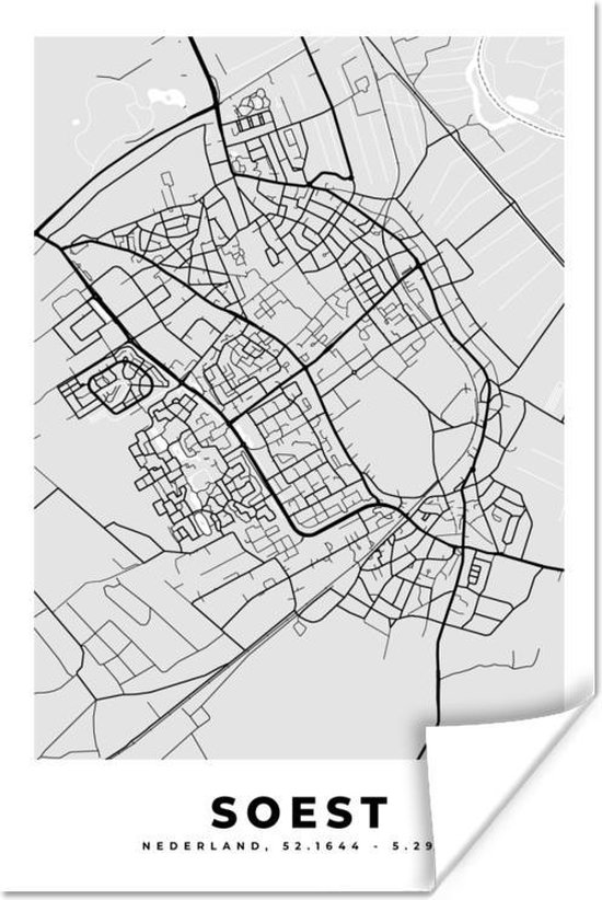 Poster Plan de Ville - Soest - Grijs - Wit - 120x180 cm XXL