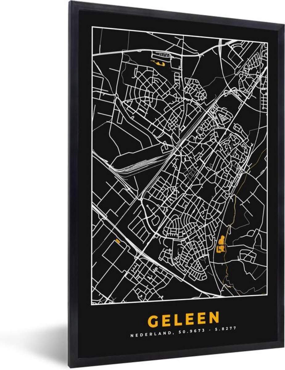 Fotolijst Incl Poster Plattegrond Geleen Goud Zwart X Cm