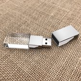 Kristal USB stick met zilver kleur metale dop 8GB - Glas usb stick, glazen usb stick,
