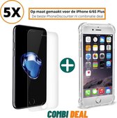 Fooniq Anti Schock Siliconen Hoesje Transparant 5x + Screenprotector 5x - Geschikt Voor Apple iPhone 6S Plus