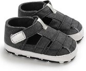 Babysandalen / open schoentjes - babyschoenen - maat 18 - canvas - verkrijgbaar in 4 kleuren - antislip zachte zool - 0 tot 6 maanden - leuk kraamcadeau - antraciet