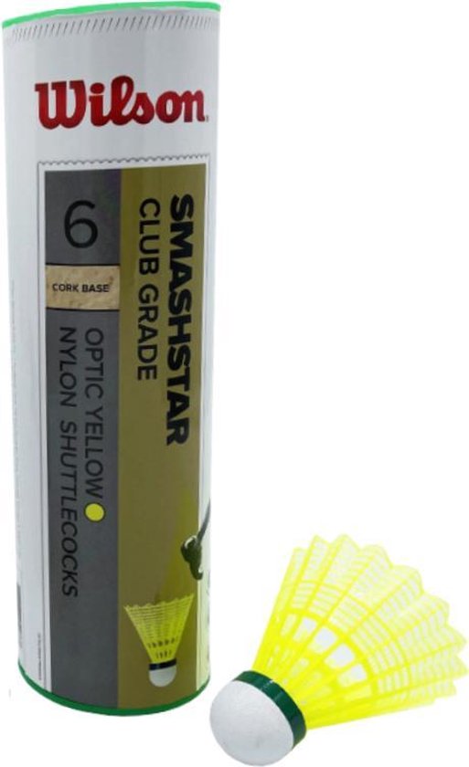 Winstar Shuttle Pro Racket Badminton Shuttles Wilson Smashstar SLOW Club Grade Koker 6 stuks Geel ...