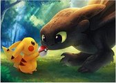 Pikachu and Toothless - Diamond Painting - Pokemon - How to Train Your Dragon - 30x40cm - Complete Set - Inclusief Tools - Stipco