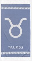 uit Turkije By Aquatolia Hamamdoek Taurus Zodiac - 100% Zacht Katoen - Strandlaken - Handdoek - Donkerblauw - 100cm x 180cm - Originele hamamdoek uit Turkije