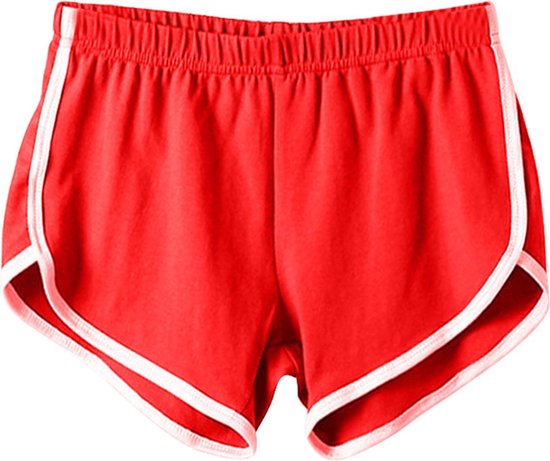 Stijlvolle Dames Sport Broekje / Short | Hardloop / Fitness Broek | Rood - L