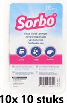 Sorbo - Zeepwol sponsjes - schuurspons met zeep - multipak 10x 10 stuks